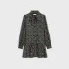 Basque mini dress in silk twill