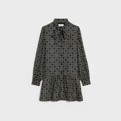 Basque mini dress in silk twill
