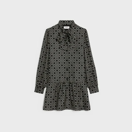 Basque mini dress in silk twill