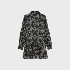 Basque mini dress in silk twill