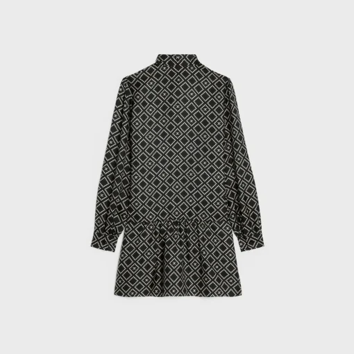 Basque mini dress in silk twill