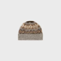 beanie in brushed fair isle alpaca wool