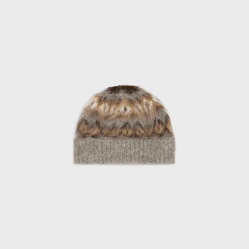 beanie in brushed fair isle alpaca wool