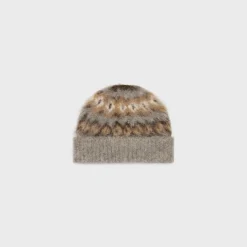 beanie in brushed fair isle alpaca wool