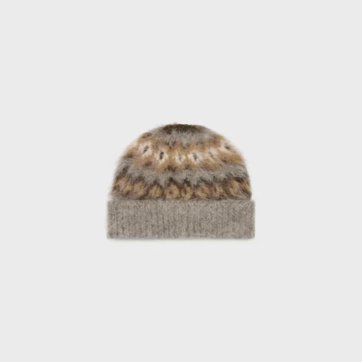 beanie in brushed fair isle alpaca wool