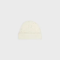 beanie in fair isle alpaca wool pointelle