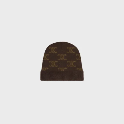 beanie in monogram wool, cashmere and silk