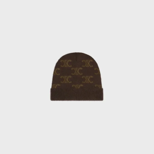 beanie in monogram wool, cashmere and silk