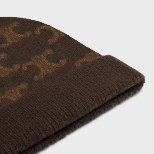 beanie in monogram wool, cashmere and silk