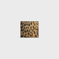 Bi-fold Wallet with Coin Compartment in Celine canvas with leopard print