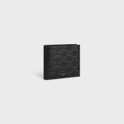 Bi-fold Wallet with Coin Compartment in Calfskin with triomphe embossed