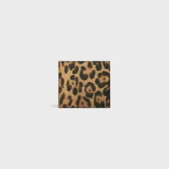 Bi-fold Wallet with Coin Compartment in Celine canvas with leopard print