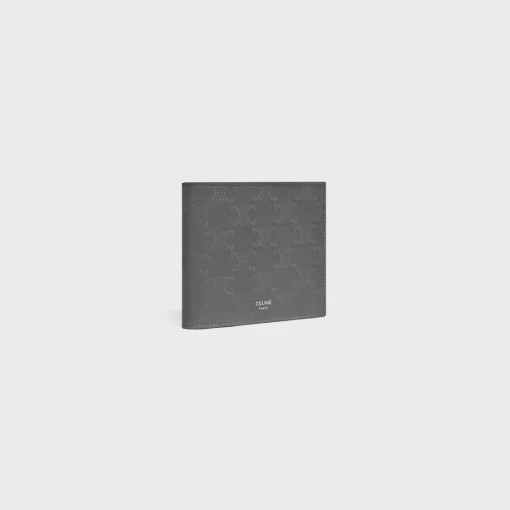 Bi-fold Wallet with Coin Compartment in Calfskin with triomphe embossed