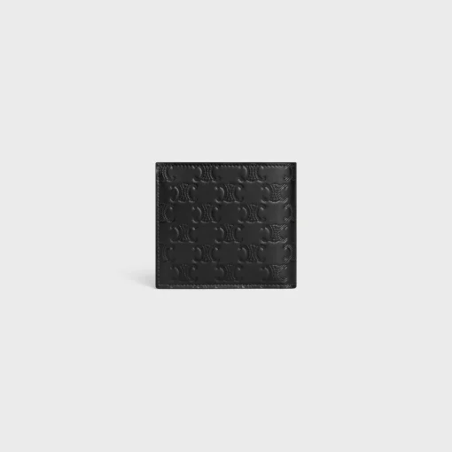 Bi-fold Wallet with Coin Compartment in Calfskin with triomphe embossed