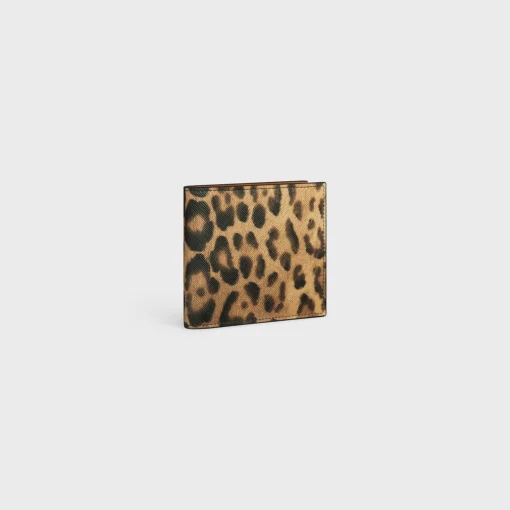 Bi-fold Wallet with Coin Compartment in Celine canvas with leopard print