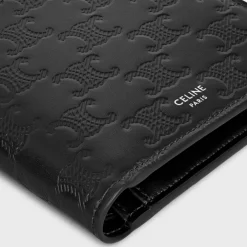 Bi-fold Wallet with Coin Compartment in Calfskin with triomphe embossed