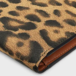 Bi-fold Wallet with Coin Compartment in Celine canvas with leopard print