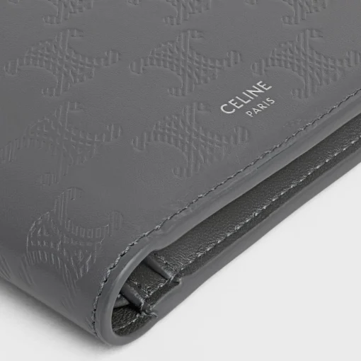 Bi-fold Wallet with Coin Compartment in Calfskin with triomphe embossed