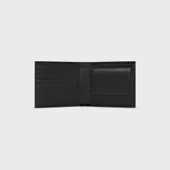 Bi-fold Wallet with Coin Compartment in Calfskin with triomphe embossed