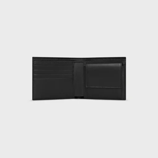 Bi-fold Wallet with Coin Compartment in Calfskin with triomphe embossed