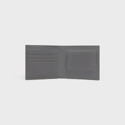 Bi-fold Wallet with Coin Compartment in Calfskin with triomphe embossed