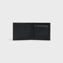 Bi-fold Wallet with Coin Compartment in grained calfskin