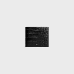 Bi-fold Wallet with Coin Stamped Croco Embossed Calf BLACK