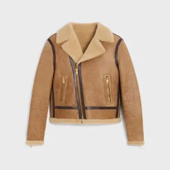 biker jacket in lambskin shearling