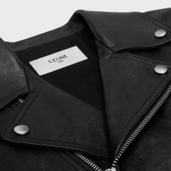 biker jacket with cabochons in calfskin