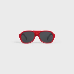 Black Frame 57 Sunglasses in Acetate with Leather