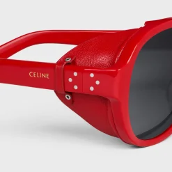 Black Frame 57 Sunglasses in Acetate with Leather