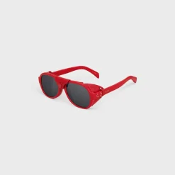 Black Frame 57 Sunglasses in Acetate with Leather