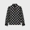 blouse with overturned collar in silk georgette