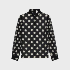 blouse with overturned collar in silk georgette