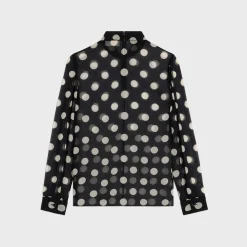 blouse with overturned collar in silk georgette
