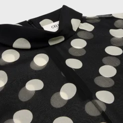 blouse with overturned collar in silk georgette