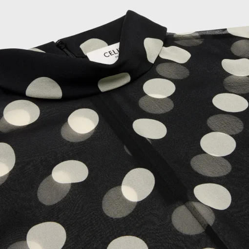 blouse with overturned collar in silk georgette