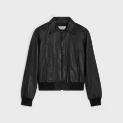 blouson jacket with cutouts in soft lambskin