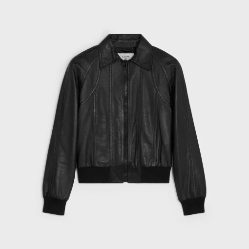 blouson jacket with cutouts in soft lambskin