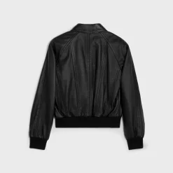blouson jacket with cutouts in soft lambskin