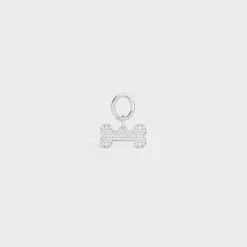 Bone strass dog medal in brass