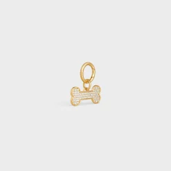 Bone strass dog medal in brass
