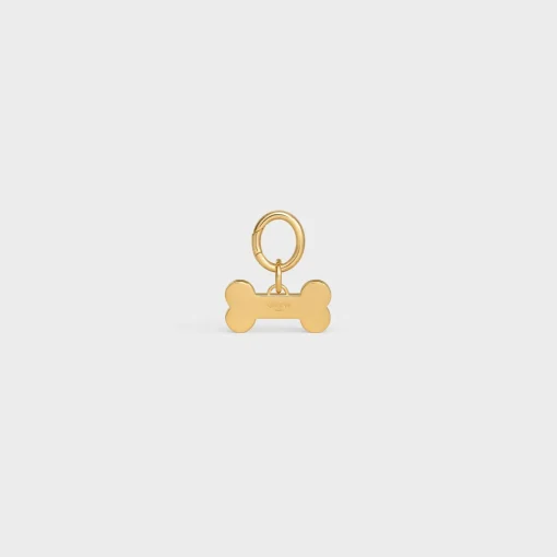 Bone strass dog medal in brass