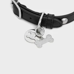 Bone strass dog medal in brass