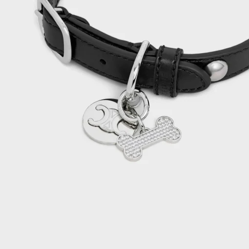 Bone strass dog medal in brass