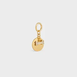 Bone strass plate dog medal in brass