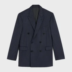 boxy jacket in striped cashmere wool