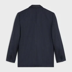 boxy jacket in striped cashmere wool