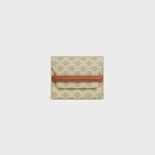 Business Card Holder in TRIOMPHE CANVAS AND LAMBSKIN