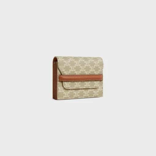 Business Card Holder in TRIOMPHE CANVAS AND LAMBSKIN